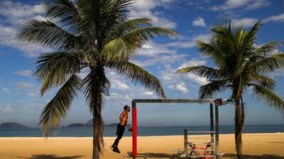 A man exercises at the Ipanema beach, amid the coronavirus disease (COVID-19) outbreak, in Rio de Janeiro, Brazil. Reuters