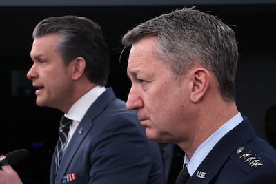 US defence Secretary Pete Hegseth and Chairman of the Joint Chiefs of Staff, Gen Dan Caine. AFP