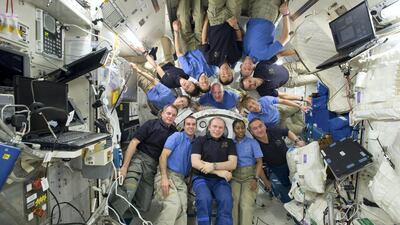 Full house: The arrival of Soyuz MS-15 will take the number of astronauts on the ISS to nine, although there are normally only six. As a rule, there must always be enough ships docked to transport everyone home to Earth if the space station has to be evacuated. The ISS has four docking ports for Russian craft. There are already two Soyuz spaceships docked, plus a Progress cargo ship. Soyuz MS-15 will take the last Russian docking port. The maximum number is 12, because its life support systems cannot safely take any more. But the record number is 13 - pictured here in 2010. How was this possible? The Nasa Space Shuttle had a crew of seven - but they were able to live onboard the much larger shuttle when it was docked on the ISS. Courtesy: Nasa