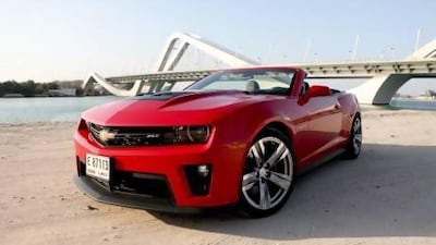 The 2013 Chevy Camaro Convertible has a powerful, imposing exterior but suffers from an uninspiring interior. Fatima al Marzooqi / The National