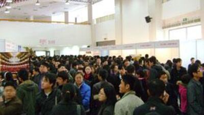 Graduates looking for work throng the Talents Job Fair in Beijing.