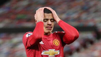 United's Mason Greenwood after a missed chance against Everton. Reuters