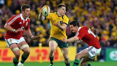 Australia fly-half James O'Connor in a Test match against the British and Irish Lions this summer. William West / AFP