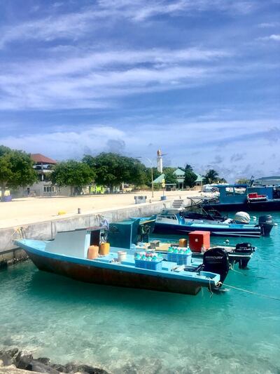Ukulhas, on the Alif Alif Atoll, has a small town surrounding the port. Farah Andrews / The National