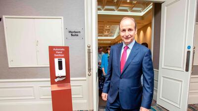 Fianna Fail leader Micheal Martin leaves his party count at the Clayton hotel in Dublin on June 26, 2020, where the party endorsed a coalition. AFP