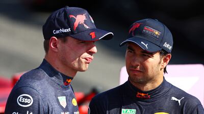 Red Bull's Max Verstappen and third-placed qualifier Sergio Perez. Getty