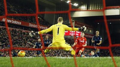Football Soccer - Liverpool v Manchester City - Barclays Premier League - Anfield - 2/3/16Liverpool's James Milner scores their second goalAction Images via Reuters / Lee SmithLivepicEDITORIAL USE ONLY. No use with unauthorized audio, video, data, fixture lists, club/league logos or "live" services. Online in-match use limited to 45 images, no video emulation. No use in betting, games or single club/league/player publications. Please contact your account representative for further details.