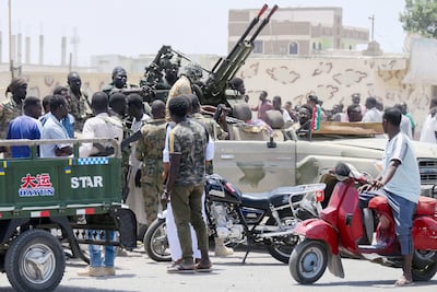 Sudanese soldiers on the streets of the Red Sea city of Port Sudan on Sunday. AFP