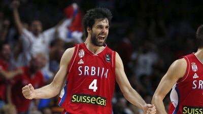 Milos Teodosic had 24 points in Serbia's win over France on Friday to reach the Fiba World Cup gold-medal game. Juan Carlos Hidalgo / EPA / September 12, 2014
