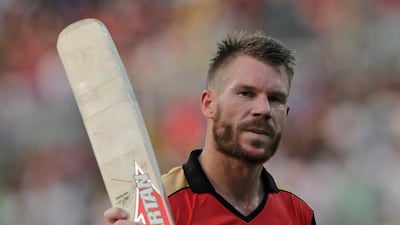 Sunrisers Hyderabad's David Warner scored a brilliant half-century but ended up on the losing side against Kolkata Knight Riders on Sunday. Bikas Das / AP Photo
