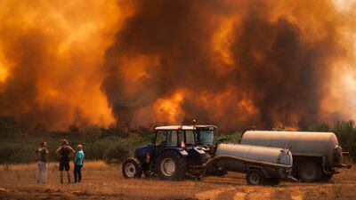 A forest fire burns in Alvite, Portugal. EPA