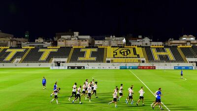 Valencia players training in Jeddah on Tuesday. AFP