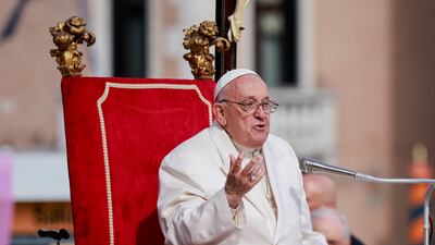 Pope Francis attends a meeting with young people at the Square in front of the Basilica of Santa Maria della Salute in Venice, Italy, on April 28. Reuters