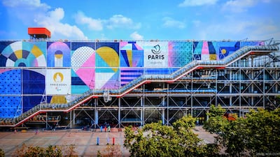 The Centre Pompidou. Paris Olympic organisers have unveiled the 'visual identity' for the 2024 Games. AFP