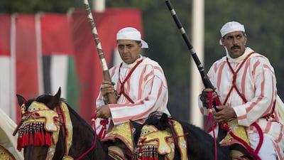 A Moroccan equestrian Tbourida show at the Abu Dhabi Equestrian Club during Moroccan Heritage Week. Ryan Carter / Crown Prince Court - Abu Dhabi