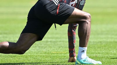 Bayern Munich's Kingsley Coman warms up. AFP