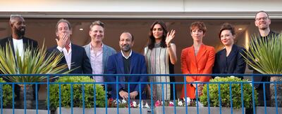 Cannes Film Festival jury members, from left: French director Ladj Ly, actor and jury president Vincent Lindon, US film director Jeff Nichols, Iranian director Asghar Farhadi, Indian actress Deepika Padukone, British actress Rebecca Hall, Italian actress Jasmine Trinca and Norwegian film director Joachim Trier. EPA