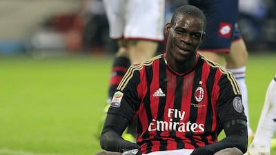 AC Milan's Mario Balotelli reacts during their Italian Serie A soccer match against Genoa at San Siro stadium in Milan on Saturday. Alessandro Garofalo / Reuters