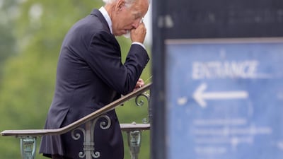 Former Vice President Joe Biden arrives at the Washington National Cathedral for the funeral service for the late Senator John McCain. Getty Images / AFP