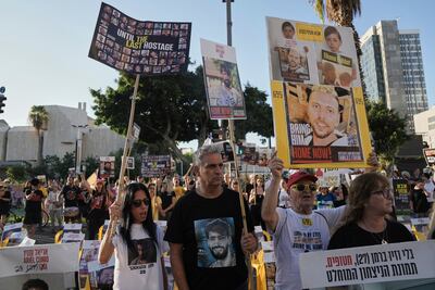 Relatives of Israeli hostages held a rally at the weekend calling for their immediate release instead of a new offensive in Gaza. AP