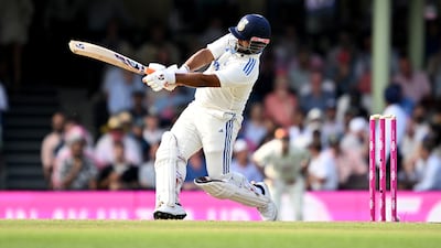 Rishabh Pant of India hits the ball for six. EPA