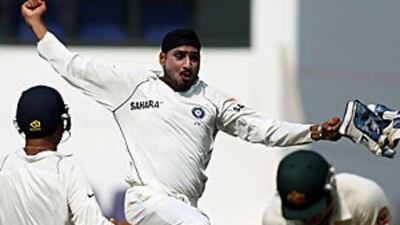 Harbhajan Singh, centre, celebrates taking Shane Watson's wicket in a Test match between India and Australia. It seems that India are taking over the mantle as the best team in the world.