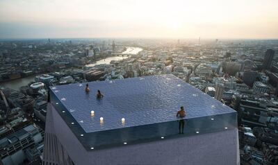 London Infinity will offer 360-degree views across the city from the roof of a 55-storey building. Compass Pools