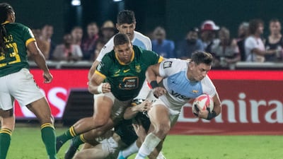 An Argentina player make a break.