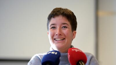 Ana Baneira speaks to the media after being released from an Iranian jail. Reuters