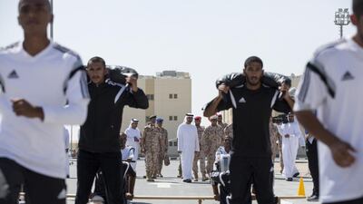 Sheikh Mohammed bin Zayed, Crown Prince of Abu Dhabi and Deputy Supreme Commander of the Armed Forces, opened the Seih Hafair Camp National Service School of the Presidential Guard on Wednesday. Ryan Carter / Crown Prince Court - Abu Dhabi
