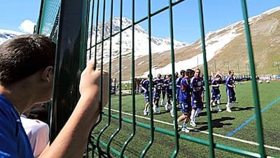 The French national team continue with training in Tignes in the French Alps yesterday minus Lassana Diarra, the midfielder, who has returned home with a blood disorder.