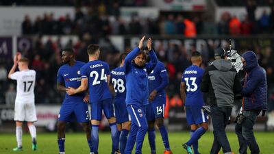 Antonio Conte and his Chelsea team were triumphant in Swansea. Catherine Ivill / Getty Images