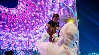 Light show at the Al Wasl Plaza in October 2021. Victor Besa/The National.