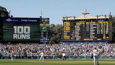 Alex Carey of Australia celebrates reaching his century. Getty Images