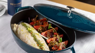 Salt-crusted sea bass at Hellenika. Photo: Abdulaziz Alkhaldi