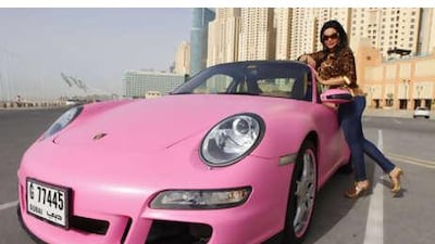 The MBC TV presenter Lujain Omran had her Porsche custom-painted pink with silver glitter - complete with "Girls Rule" and "Angel" slogans on the boot.