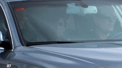A car carrying Carme Forcadell (centre, on backseat), the former speaker of the Catalan regional parliament, leaves Madrid's Alcala-Meco prison on November 10 2017. Fernando Villar / EPA
