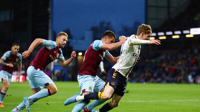Everton's Anthony Gordon is fouled by Ashley Westwood and is awarded a penalty. Getty