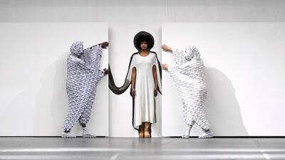 Models present creations by designer Satoshi Kondo as part of his Fall/Winter 2020/21 women's ready-to-wear collection show for fashion house Issey Miyake during Paris Fashion Week in Paris, France. Reuters