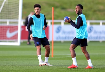 Jadon Sancho, left, could become the first England international born in the 21st century. Getty Images