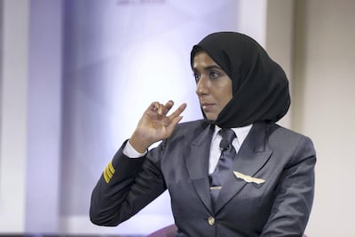Salma al Baloushi, Etihad’s first woman pilot. Reem Mohammed / The National