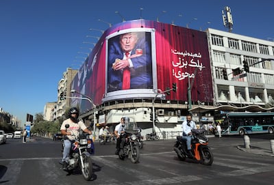An anti-Trump billboard on a street in Tehran, Iran. EPA