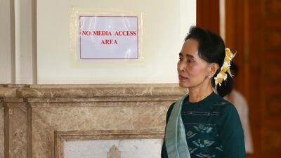 Nobel peace laureate Aung San Suu Kyi is facing increasing international pressure to address the current crisis in Rakhine state in Myanmar where Muslim minorities have reportedly been suffering abuses. Gemunu Amarasinghe / The Associated Press