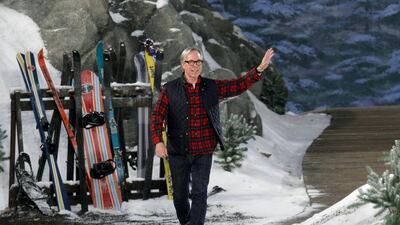 Designer Tommy Hilfiger at his winter inspired runway at this year's New York Fashion Week 2014. AFP