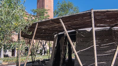 The Majlis's bamboo frame was designed and built in Bogota, Colombia. Simone Padovani/Awakening/Getty Images for Bolton&Quinn