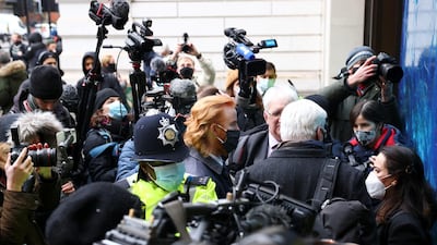 Stella Morris, Kristinn Hrafnsson and WikiLeaks Ambassador Joseph Farrell arrive at the Westminster Magistrates Court. Reuters