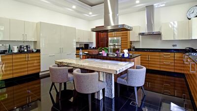 The kitchen in the Emirates Hills villa.