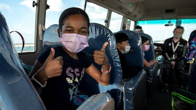 Pupils take a three-minute bus ride to Al Bahia Open Beach from the school premises.