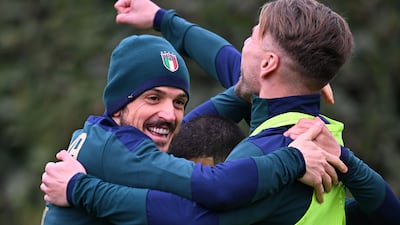 Alessandro Florenzi during Italy's training session in Florence. Getty