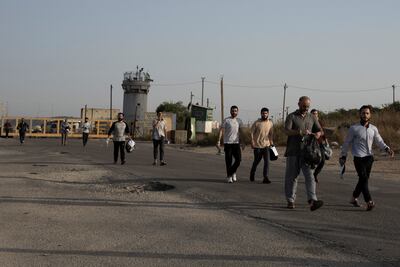 Palestinian men are released from Israel's Ofer Prison near the West Bank city of Ramallah, Thursday, July 4, 2024. AP Photo